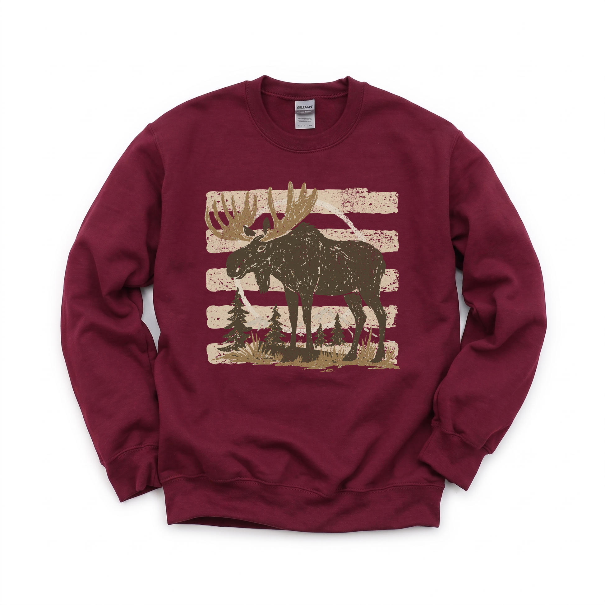Moose graphic on Gildan 18000 in Maroon