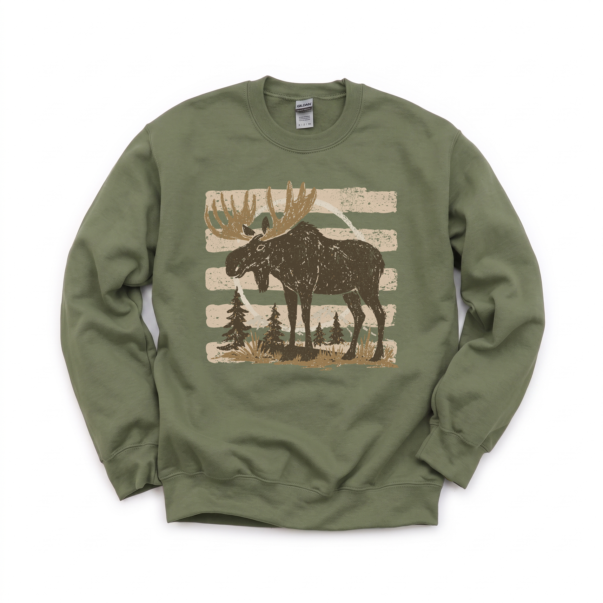 Moose graphic on Gildan 18000 in Military Green