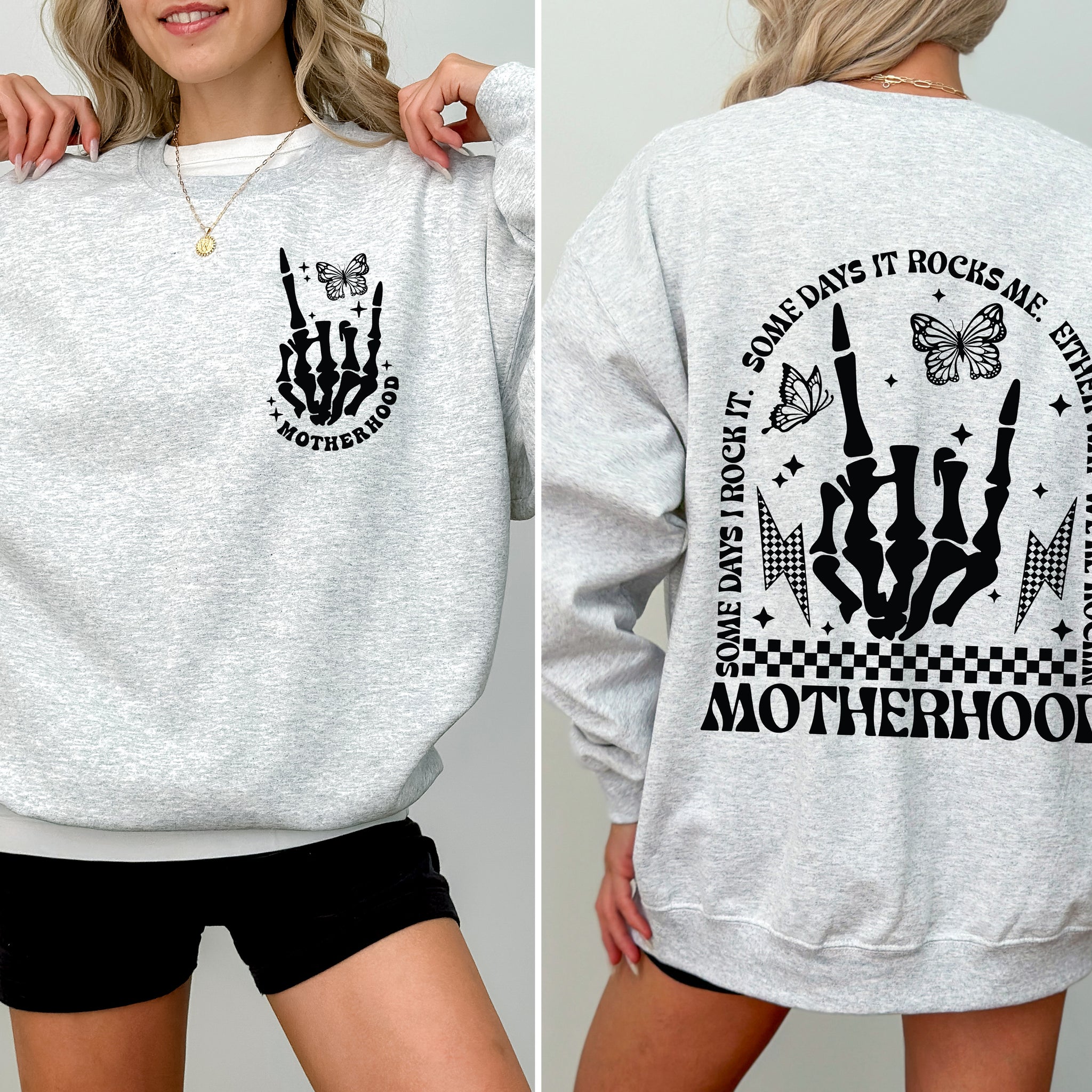 Motherhood Rocks, Mother's Day, Skeleton, Trend Sweatshirt