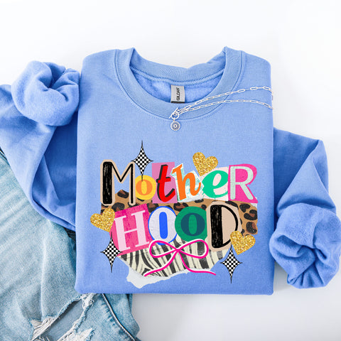 Motherhood, Leopard Print, Ribbon, Retro, Funny, Sassy Sweatshirt