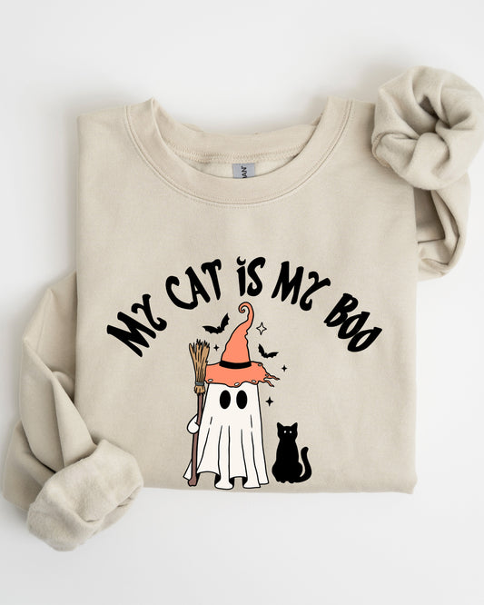 My Cat Is My Boo, Halloween, Ghost, Cute, Witch, Trick Or Treat, Bats Sweatshirt