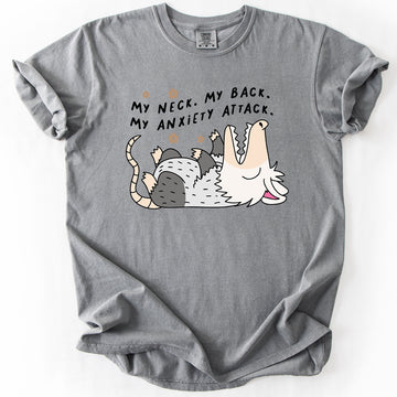 My Neck, My Back, My Anxiety Attack, Funny, Possum, Sassy, Comfort Colors T-Shirt
