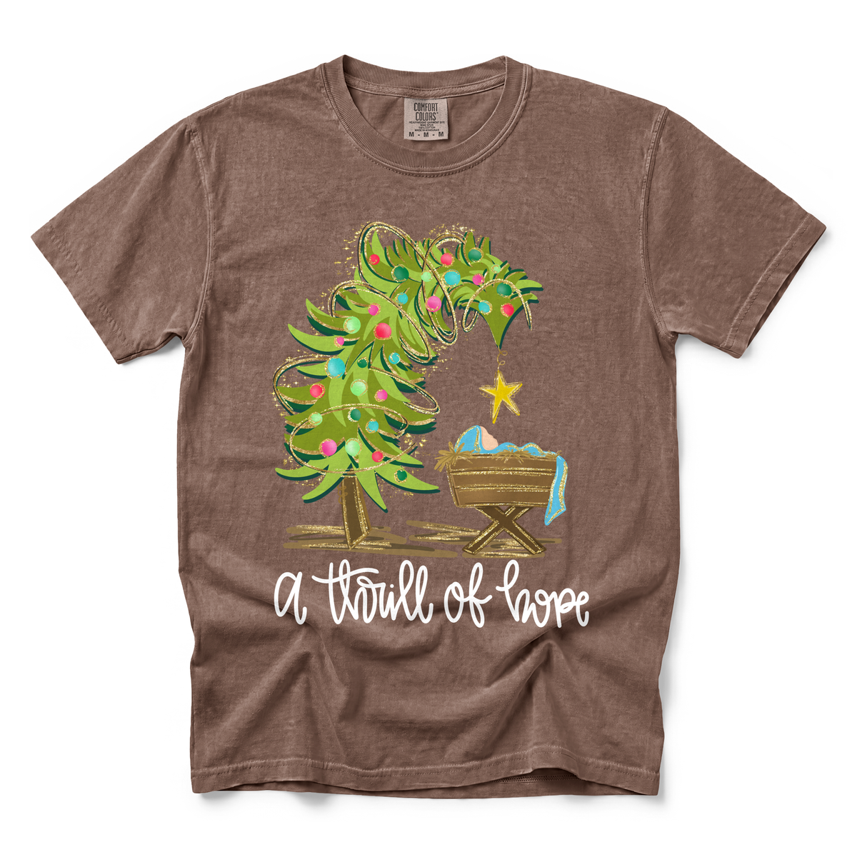 Nativity Scene graphic on Comfort Colors 1717 in Espresso