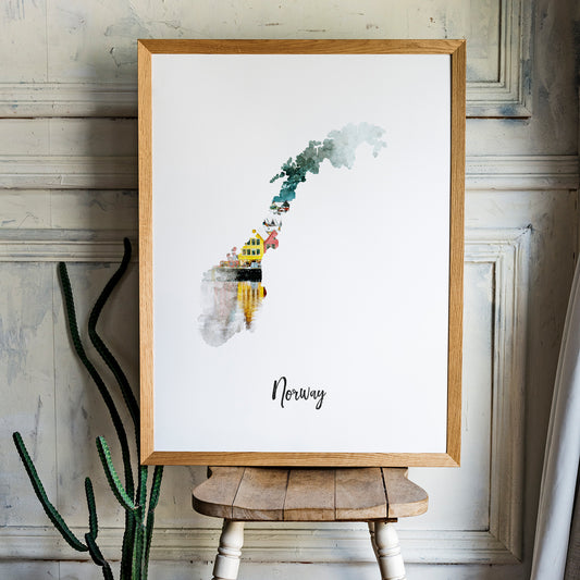 Norway Watercolor Map