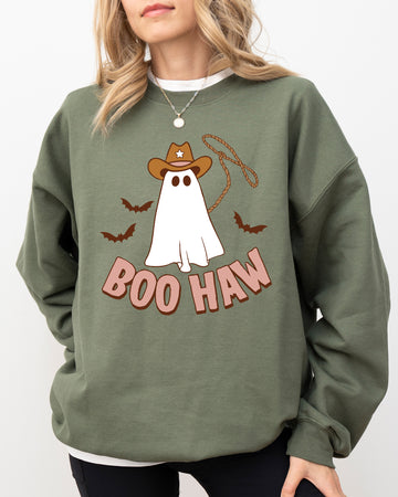 Boo Haw Cowboy Ghost, Funny, Witch, Aesthetic, Meme, Halloween, Spooky, Costume Sweatshirt