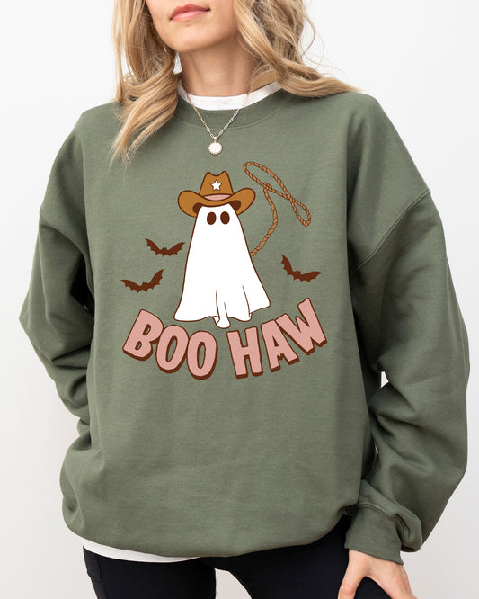 Boo Haw Cowboy Ghost, Funny, Witch, Aesthetic, Meme, Halloween, Spooky, Costume Sweatshirt