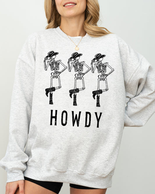 Howdy Skeleton, Cowboy, Ghost, Funny, Witch, Aesthetic, Meme, Halloween, Spooky, Costume Sweatshirt