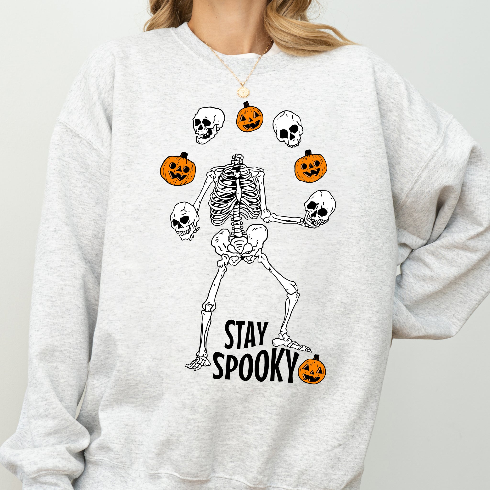 Stay Spooky, Skeleton, Ghost, Funny, Witch, Aesthetic, Meme, Halloween, Spooky, Costume Sweatshirt