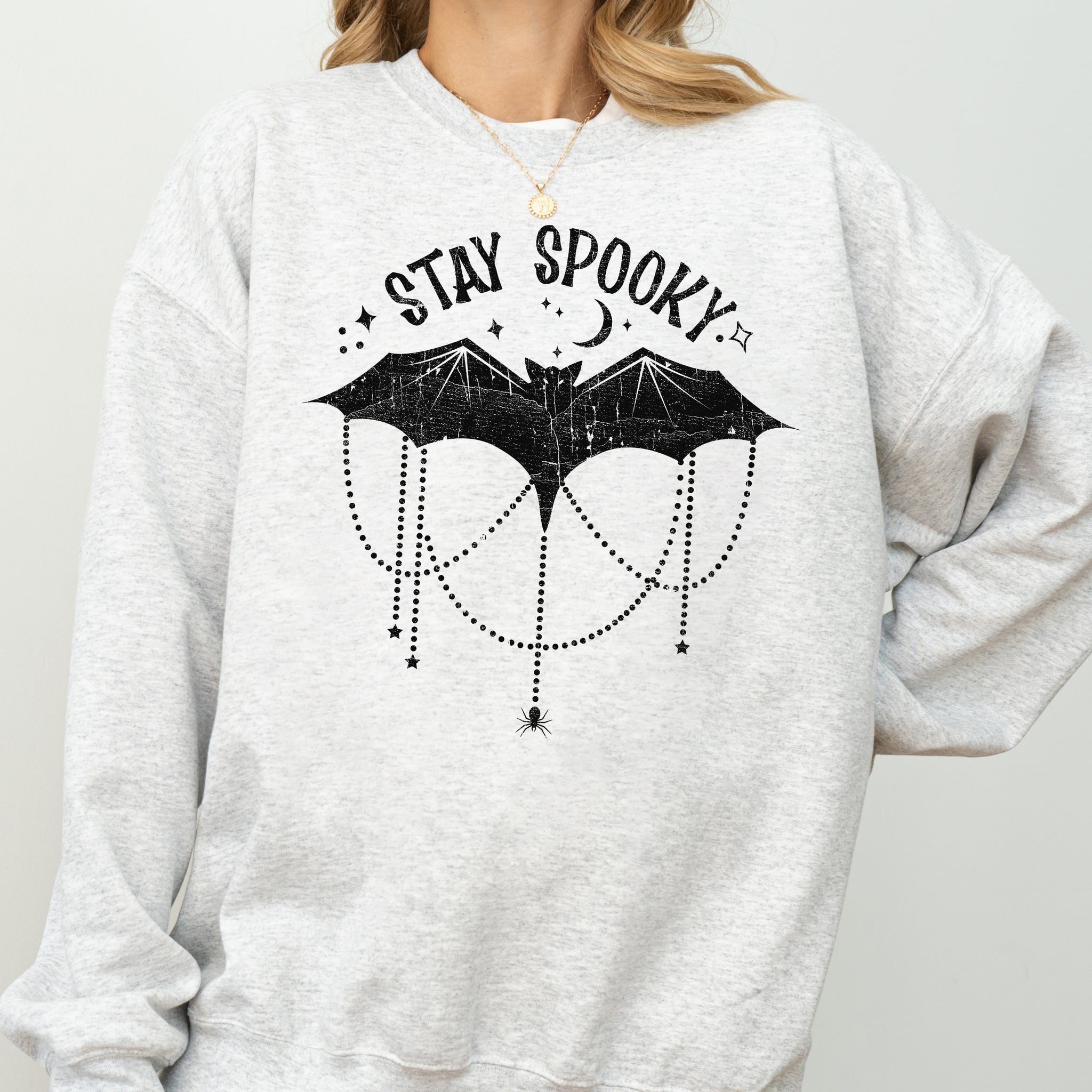 Stay Spooky, Bat, Skeleton, Ghost, Funny, Witch, Aesthetic, Meme, Halloween, Spooky, Costume Sweatshirt