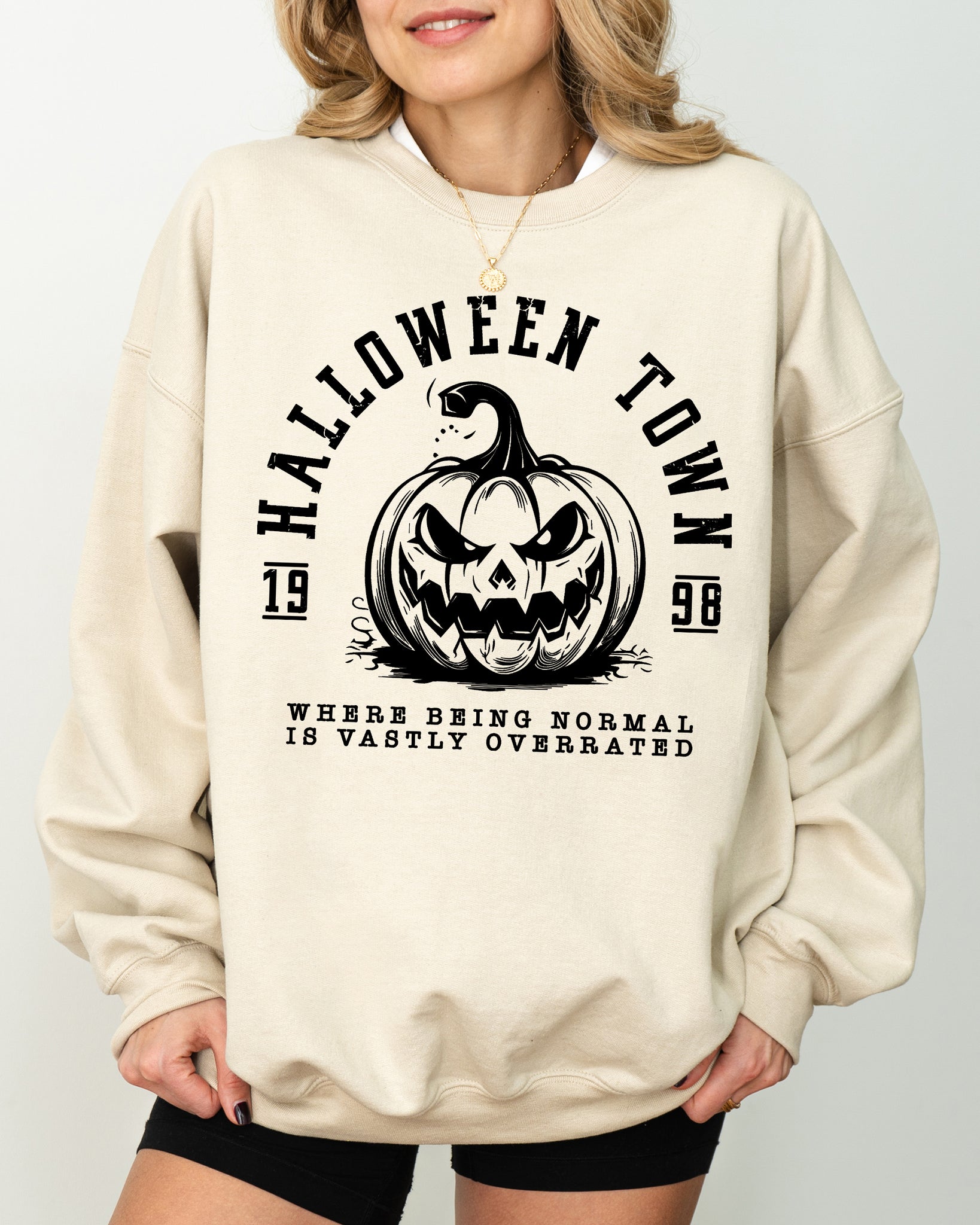 Halloween Town, Pumpkin, Spooky, Skeleton, Funny, Witch, Aesthetic, Meme, Halloween, Costume Sweatshirt