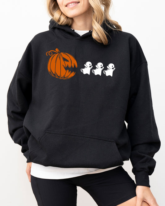 Pumpkin Pacman, Spooky, Skeleton, Funny, Witch, Aesthetic, Meme, Halloween, Costume, Hoodie, Hooded Sweatshirt