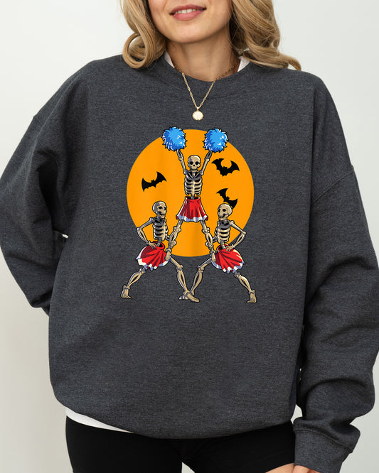 Cheerleader Skeleton, Ghost, Spooky, Funny, Witch, Aesthetic, Meme, Halloween, Costume Sweatshirt