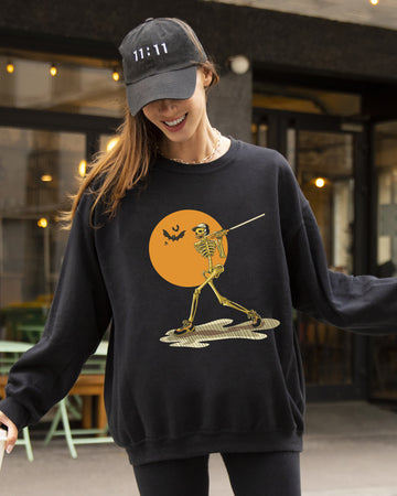 Golf, Skeleton, Spooky, Funny, Witch, Aesthetic, Meme, Halloween, Costume Sweatshirt