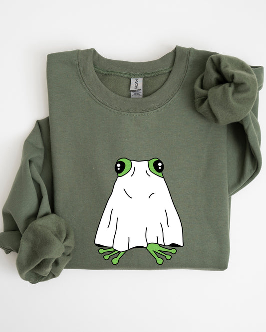 Frog, Ghost, Skeleton, Spooky, Funny, Witch, Aesthetic, Meme, Halloween, Costume Sweatshirt