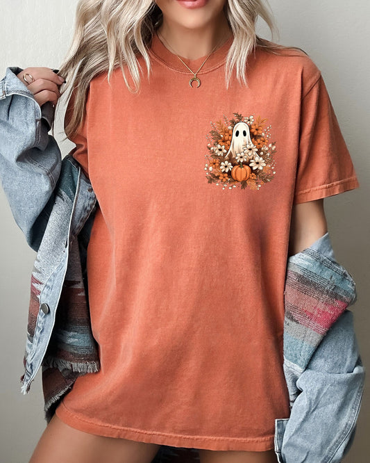 Floral Ghost, Pocket, Skeleton, Spooky, Funny, Witch, Aesthetic, Meme, Halloween, Costume, Tshirt