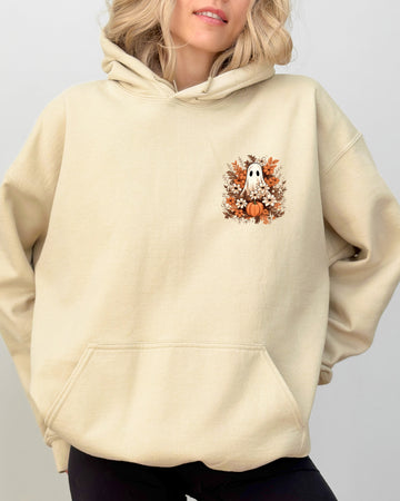 Floral Ghost, Pocket, Skeleton, Spooky, Funny, Witch, Aesthetic, Meme, Halloween, Costume, Hoodie, Hooded Sweatshirt
