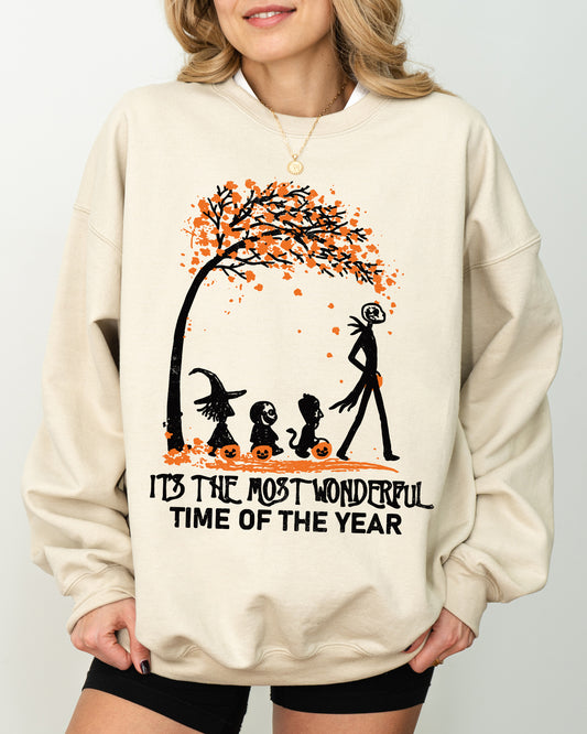 It's The Most Wonderful Time, Horror Movie, Skeleton, Spooky, Ghost, Funny, Witch, Aesthetic, Meme, Halloween, Costume Sweatshirt