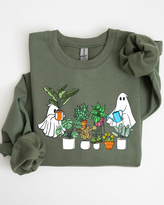 Plant Lover, Ghost, Skeleton, Spooky, Funny, Witch, Aesthetic, Meme, Halloween, Costume Sweatshirt