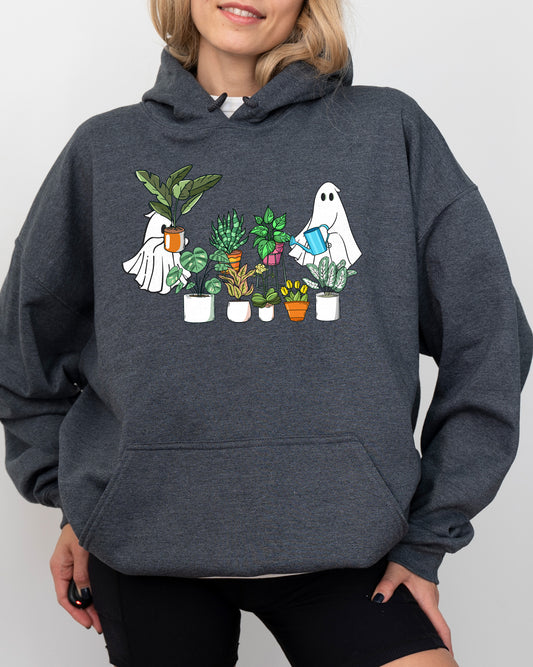 Plant Lover, Ghost, Skeleton, Spooky, Funny, Witch, Aesthetic, Meme, Halloween, Costume, Hoodie, Hooded Sweatshirt