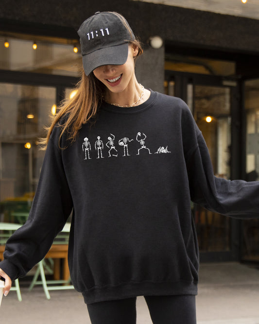 Dancing Skeletons, Funny, Ghost, Spooky, Witch, Aesthetic, Meme, Halloween, Costume Sweatshirt