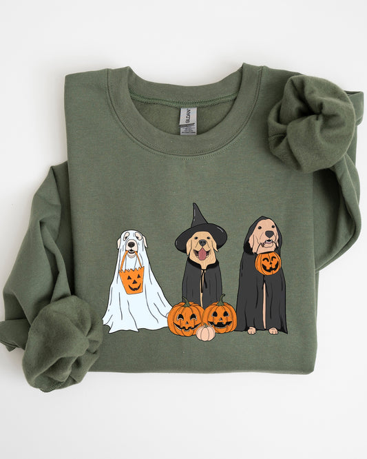 Dog Ghosts, Skeleton, Funny, Pumpkin, Spooky, Witch, Aesthetic, Meme, Halloween, Costume Sweatshirt