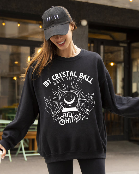 Crystal Ball, Skeleton, Funny, Pumpkin, Spooky, Witch, Aesthetic, Meme, Halloween, Costume Sweatshirt