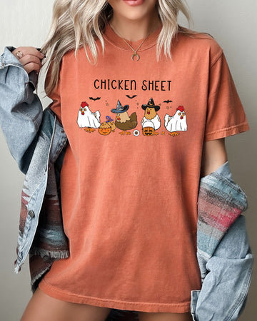 Chicken Sheet, Ghost, Skeleton, Funny, Pumpkin, Spooky, Witch, Aesthetic, Meme, Halloween, Costume, Tshirt Comfort Colors T-Shirt
