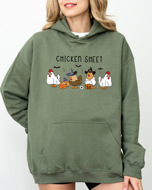 Chicken Sheet, Ghost, Skeleton, Funny, Pumpkin, Spooky, Witch, Aesthetic, Meme, Halloween, Costume, Hoodie, Hooded Sweatshirt