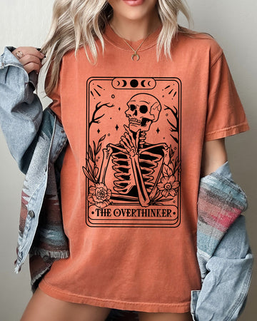 The Overthinker, Tarot, Skeleton, Funny, Pumpkin, Spooky, Witch, Aesthetic, Meme, Halloween, Costume, Tshirt Comfort Colors T-Shirt