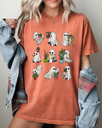 Mini Ghosts, Plant Lover, Skeleton, Coffin, Funny, Pumpkin, Spooky, Witch, Aesthetic, Meme, Halloween, Costume, Tshirt Comfort Colors T-Shirt