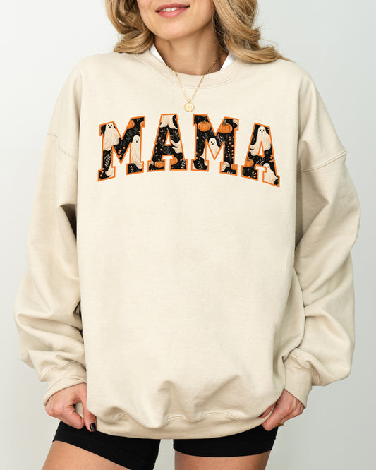 Mama, Ghost, Skeleton, Funny, Pumpkin, Spooky, Witch, Aesthetic, Meme, Halloween, Costume Sweatshirt