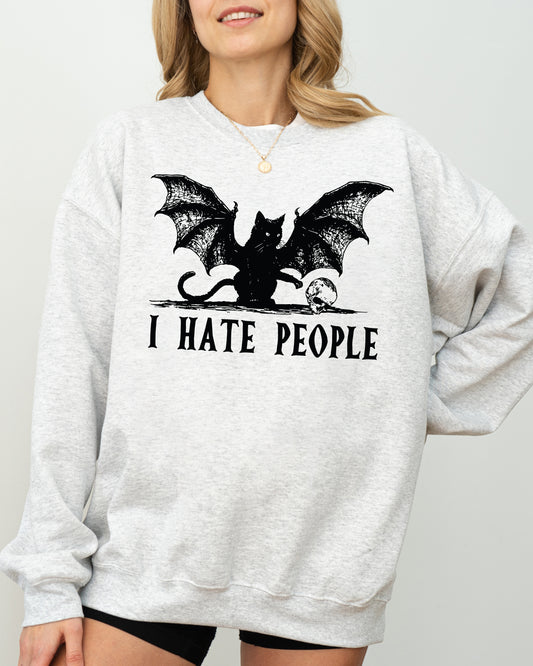 I Hate People, Bat, Skeleton, Funny, Ghost, Spooky, Witch, Aesthetic, Meme, Halloween, Costume Sweatshirt