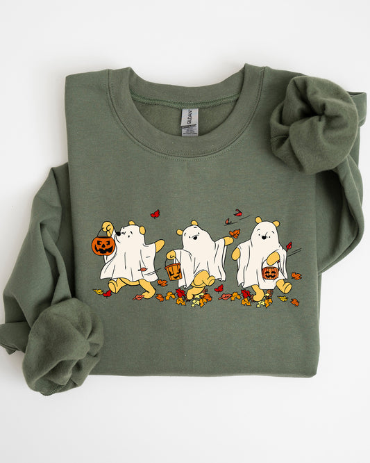 Ghost Pooh, Bear, Skeleton, Funny, Spooky, Witch, Aesthetic, Meme, Halloween, Costume Sweatshirt