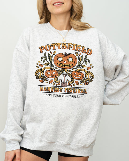 Harvest Festival, Pottsfield, Funny, Spooky, Witch, Aesthetic, Meme, Halloween, Costume Sweatshirt