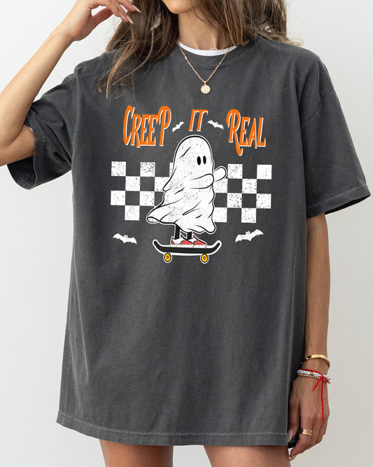 Creep It Real, Ghost, Skeleton, Funny, Spooky, Witch, Aesthetic, Meme, Halloween, Costume, Tshirt