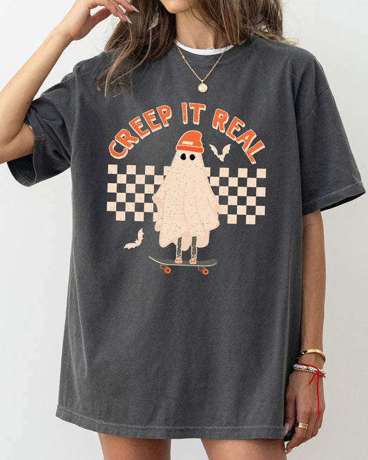 Creep It Real, Retro Ghost, Skeleton, Funny, Spooky, Witch, Aesthetic, Meme, Halloween, Costume, Tshirt