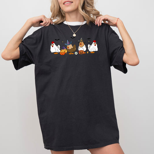 Mini Chickens, Witch, Skeleton, Funny, Spooky, Aesthetic, Meme, Halloween, Costume, Tshirt