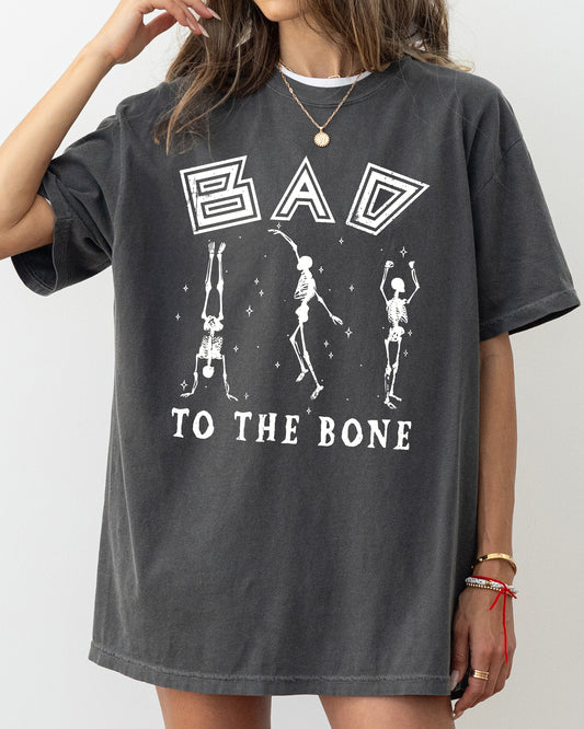 Bad To The Bone, Witch, Skeleton, Funny, Spooky, Aesthetic, Meme, Halloween, Costume, Tshirt