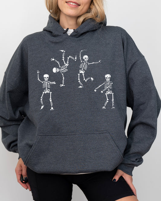 Funny Dancing Skeletons, Witch, Skull, Funny, Spooky, Aesthetic, Meme, Halloween, Costume, Hoodie, Hooded Sweatshirt