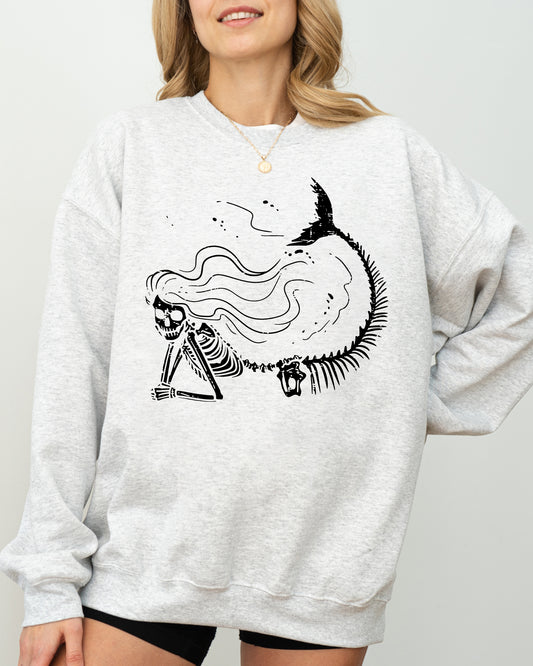 Mermaid Skeleton, Ghost, Skeleton, Witch, Skull, Funny, Spooky, Aesthetic, Meme, Halloween, Costume Sweatshirt