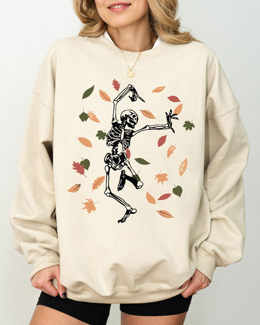 Fall Leaves, Skeleton, Ghost, Witch, Skull, Funny, Spooky, Aesthetic, Meme, Halloween, Costume Sweatshirt