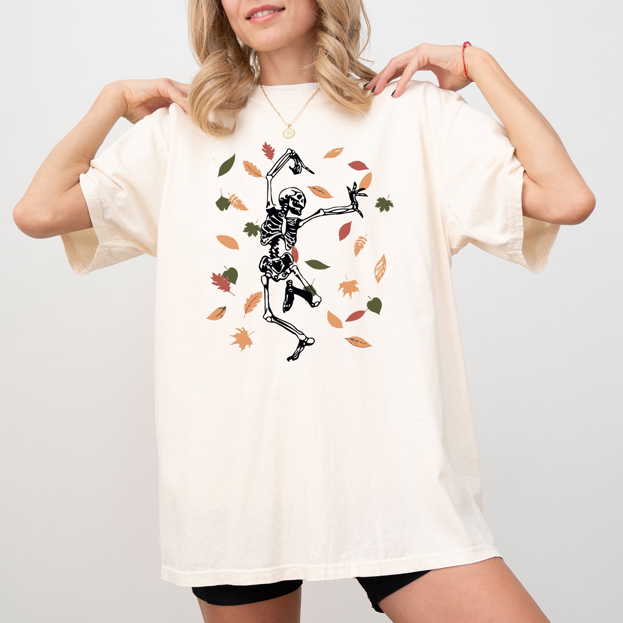 Fall Leaves, Skeleton, Ghost, Witch, Skull, Funny, Spooky, Aesthetic, Meme, Halloween, Costume, Tshirt Comfort Colors T-Shirt