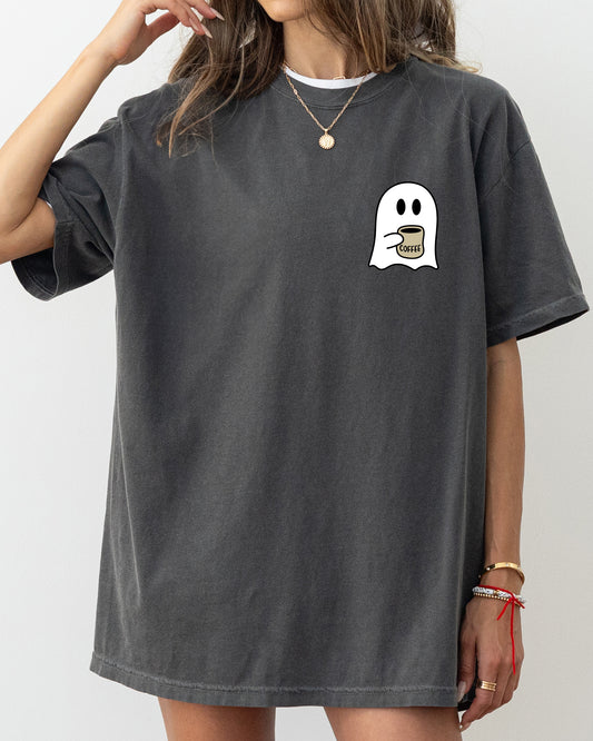 Ghost, Coffee Lover, Pocket, Skeleton, Ghost, Witch, Skull, Funny, Spooky, Aesthetic, Meme, Halloween, Costume, Tshirt