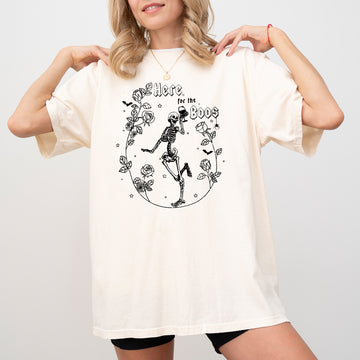 Here For The Boos, Skeleton, Ghost, Witch, Skull, Spooky, Aesthetic, Meme, Halloween, Costume, Tshirt Comfort Colors T-Shirt