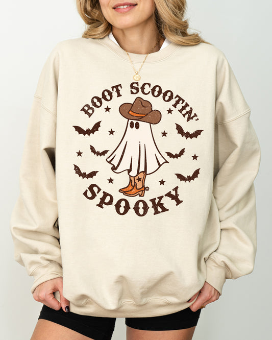 Boot Scootin' Spooky, Skeleton, Witch, Skull, Spooky, Aesthetic, Meme, Halloween, Costume Sweatshirt