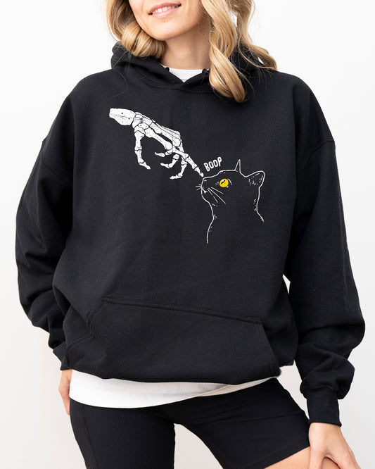 Boop Cat, Skeleton, Ghost, Witch, Skull, Spooky, Aesthetic, Meme, Halloween, Costume, Hoodie, Hooded Sweatshirt