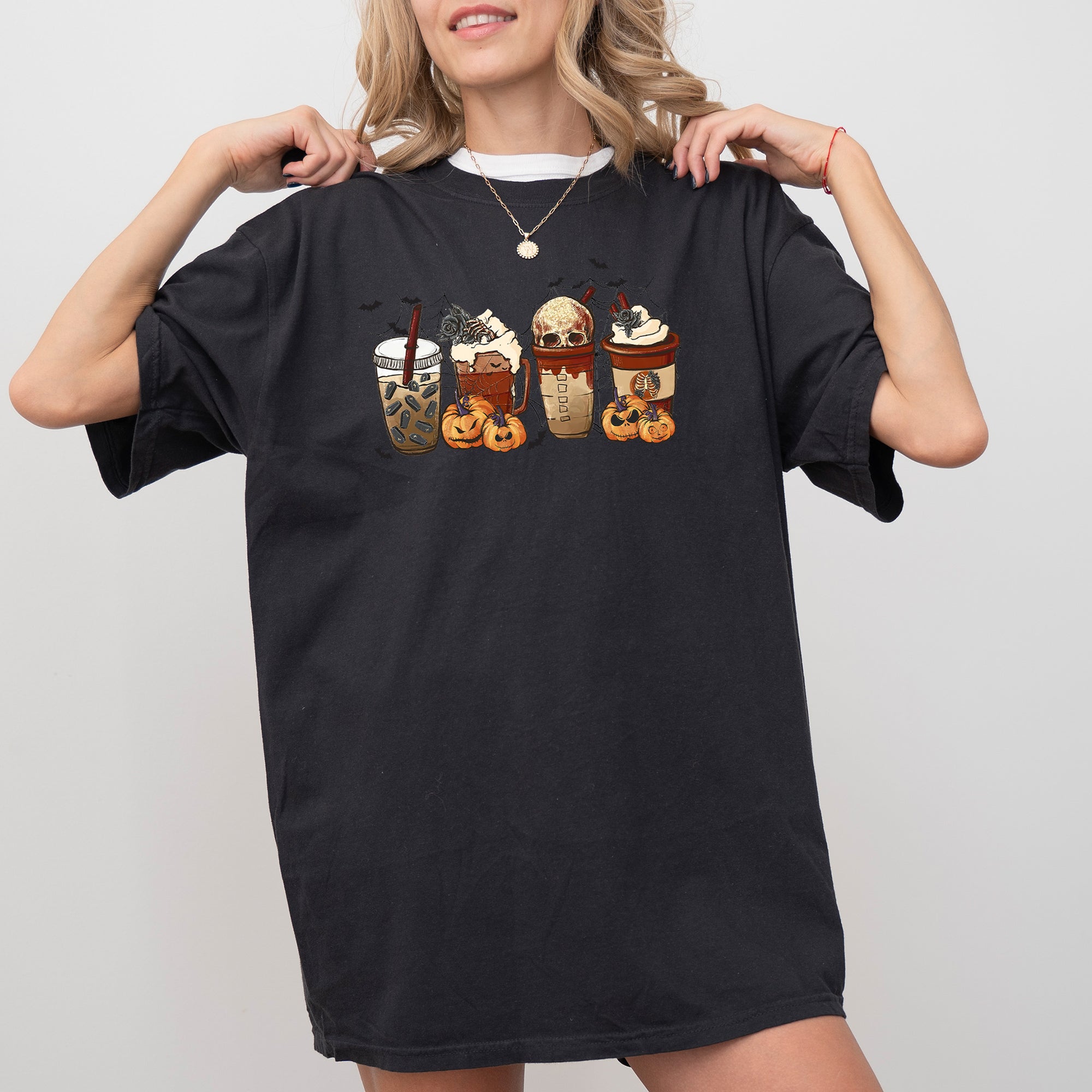 Halloween Coffee, Retro, Skeleton, Ghost, Witch, Skull, Spooky, Aesthetic, Meme, Halloween, Costume, Tshirt Comfort Colors T-Shirt