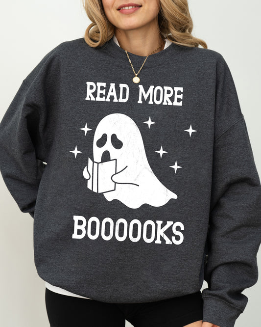 Read More Books, Ghost, Skeleton, Witch, Skull, Spooky, Aesthetic, Meme, Halloween, Costume Sweatshirt