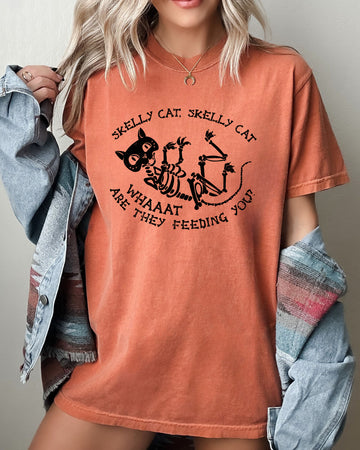 Skelly Cat, Skeleton, Ghost, Witch, Skull, Spooky, Aesthetic, Meme, Halloween, Costume, Tshirt Comfort Colors T-Shirt