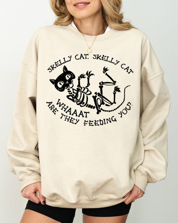 Skelly Cat, Skeleton, Ghost, Witch, Skull, Spooky, Aesthetic, Meme, Halloween, Costume Sweatshirt